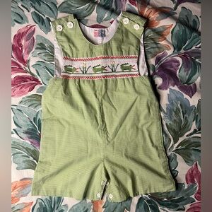 Orient Expressed Inc.Vintage Green Gingham Embroidered Alligator Playsuit
